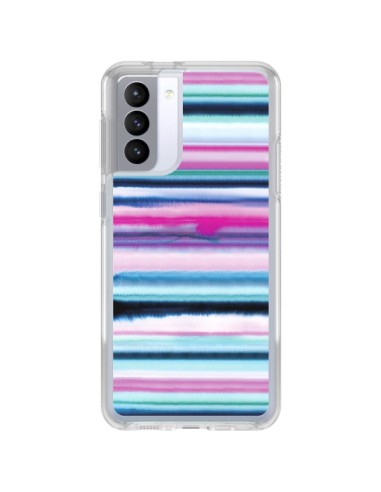 Cover Samsung Galaxy S21 FE Degrade Stripes Watercolor Rosa - Ninola Design