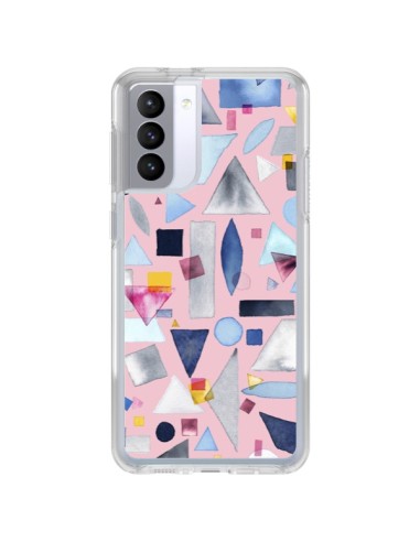 Coque Samsung Galaxy S21 FE Geometric Pieces Pink - Ninola Design