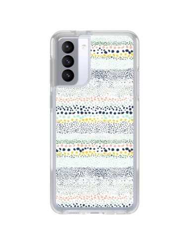 Coque Samsung Galaxy S21 FE Little Textured Dots Green - Ninola Design