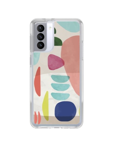 Samsung Galaxy S21 FE Case Moody Geometry Multi White - Ninola Design