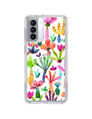 Samsung Galaxy S21 FE Case Overlapped WaterColor Dots Flowers - Ninola Design