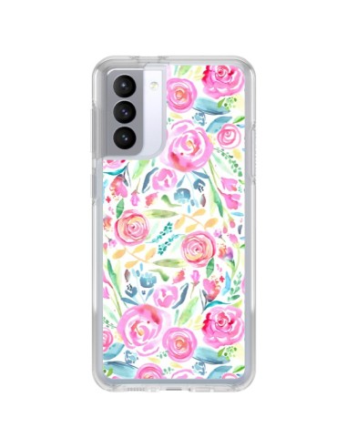 Coque Samsung Galaxy S21 FE Speckled Watercolor Pink - Ninola Design