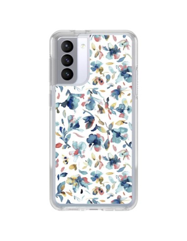 Samsung Galaxy S21 FE Case Watery Hibiscus Blue - Ninola Design