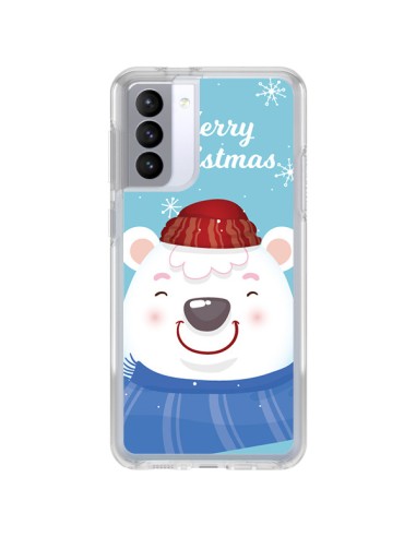 Coque Samsung Galaxy S21 FE Ours Blanc de Noël Merry Christmas - Nico