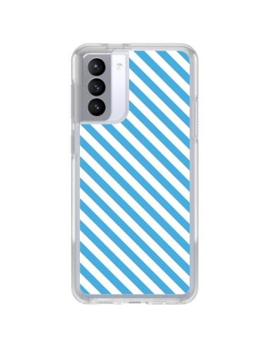 Cover Samsung Galaxy S21 FE Caramella Motivo rigato Blu e Bianco - Nico