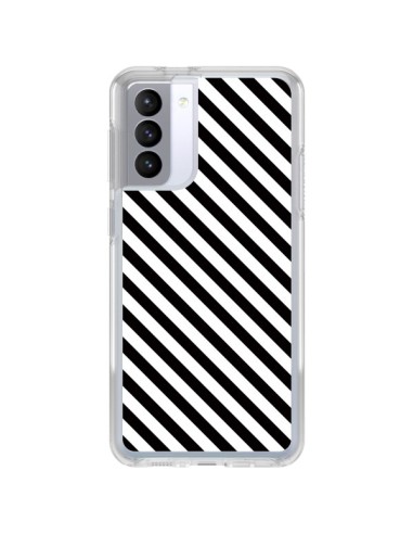 Coque Samsung Galaxy S21 FE Bonbon Candy Noire et Blanche Rayée - Nico