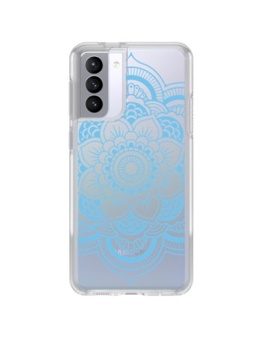 Coque Samsung Galaxy S21 FE Mandala Bleu Azteque Transparente - Nico