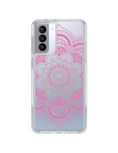 Cover Samsung Galaxy S21 FE Mandala Rosa Chiaro Azteco Trasparente - Nico