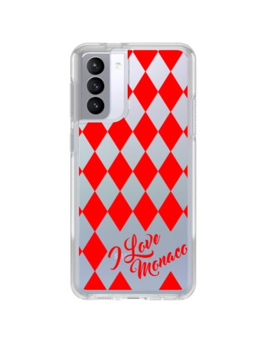 Coque Samsung Galaxy S21 FE I Love Monaco et Losange Rouge - Nico