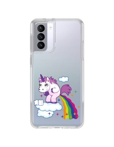 Coque Samsung Galaxy S21 FE Licorne Caca Arc en Ciel Transparente - Nico