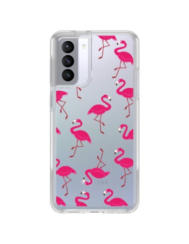 Coque Samsung Galaxy S21 FE flamant Rose et Flamingo Transparente - Nico