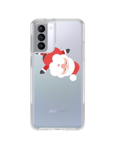 Cover Samsung Galaxy S21 FE Babbo Natale e la sua Ghirlanda Trasparente - Nico