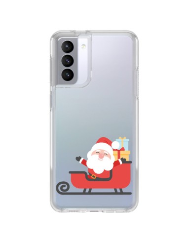 Coque Samsung Galaxy S21 FE Père Noël et son Traineau transparente - Nico