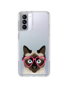 Samsung Galaxy S21 FE Case Cat Brown Eyes Hearts Clear - Pet Friendly