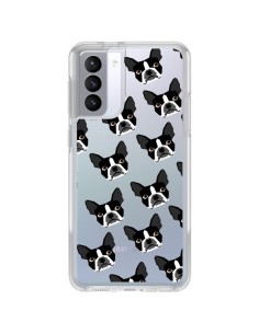 Cover Samsung Galaxy S21 FE Cani Boston Terrier Trasparente - Pet Friendly