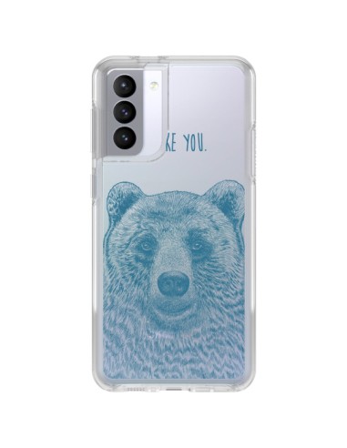 Coque Samsung Galaxy S21 FE I Love You Bear Ours Ourson Transparente - Rachel Caldwell