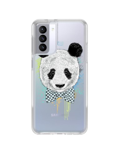 Coque Samsung Galaxy S21 FE Panda Noeud Papillon Transparente - Rachel Caldwell