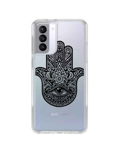 Coque Samsung Galaxy S21 FE Hamsa Cinq Doigts Main Mauvais Oeil Transparente - Rachel Caldwell