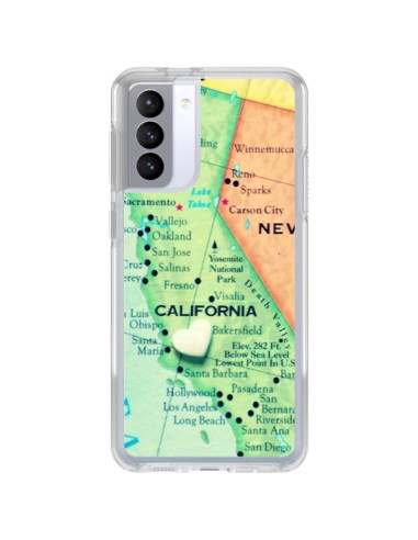 Coque Samsung Galaxy S21 FE Carte Map Californie - R Delean