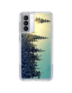 Coque Samsung Galaxy S21 FE Hiver Paysage Neige Montagnes Sapins Ski - R Delean