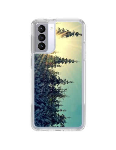 Cover Samsung Galaxy S21 FE Paesaggio Invernale Neve Montagne Ski Abeti - R Delean