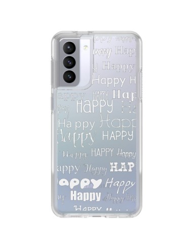Cover Samsung Galaxy S21 FE Happy Felice Bianco Trasparente - R Delean
