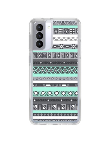 Coque Samsung Galaxy S21 FE Azteque Aztec Bleu Pastel - Rex Lambo