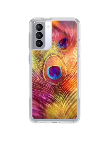 Coque Samsung Galaxy S21 FE Plume de Paon Multicolore - Sylvia Cook