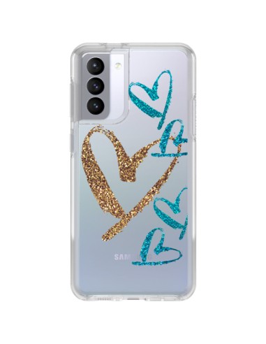 Coque Samsung Galaxy S21 FE Coeurs Heart Love Amour Transparente - Sylvia Cook