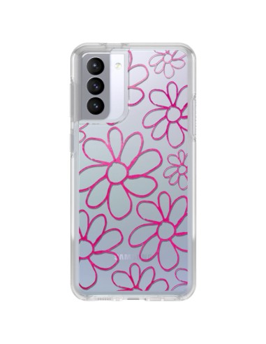 Coque Samsung Galaxy S21 FE Flower Garden Pink Fleur Transparente - Sylvia Cook