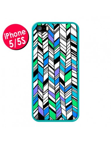 Coque Graphic Azteque Bleu Vert pour iPhone 5 et 5S - Léa Clément