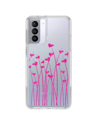 Coque Samsung Galaxy S21 FE Love in Pink Amour Rose Fleur Transparente - Sylvia Cook