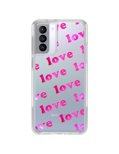 Coque Samsung Galaxy S21 FE Pink Love Rose Transparente - Sylvia Cook