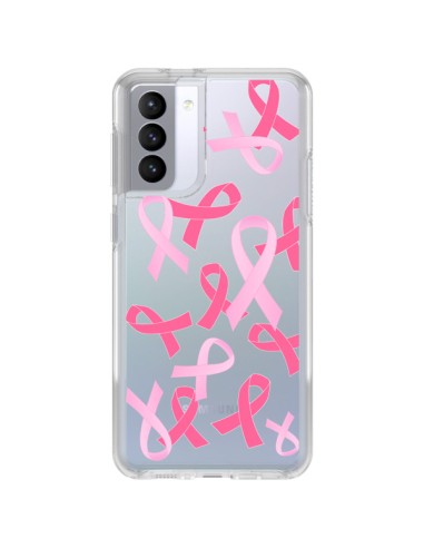 Coque Samsung Galaxy S21 FE Pink Ribbons Ruban Rose Transparente - Sylvia Cook