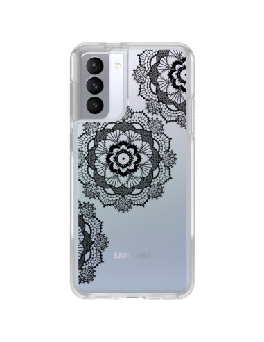 Coque Samsung Galaxy S21 FE Triple Mandala Noir Black Transparente - Sylvia Cook