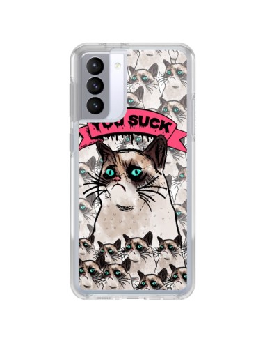 Cover Samsung Galaxy S21 FE Gatto Brontolone - You Suck - Sara Eshak