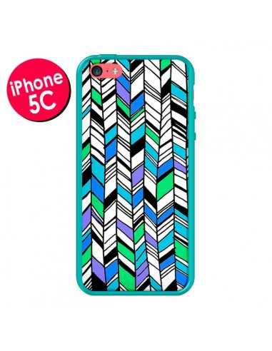 Coque Graphic Azteque Bleu Vert pour iPhone 5C - Léa Clément