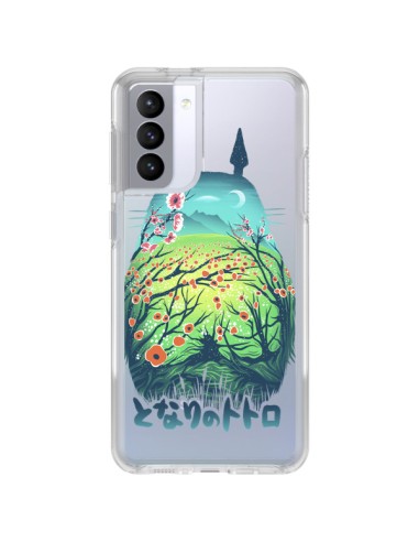 Cover Samsung Galaxy S21 FE Totoro Manga Fiori Trasparente - Victor Vercesi