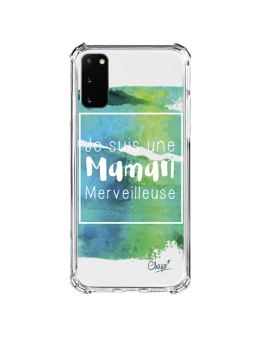 Coque Samsung Galaxy S20 FE Je suis une Maman Merveilleuse Bleu Vert Transparente - Chapo