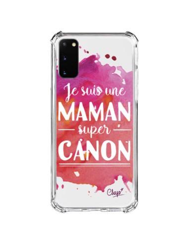 Coque Samsung Galaxy S20 FE Je suis une Maman super Canon Rose Transparente - Chapo