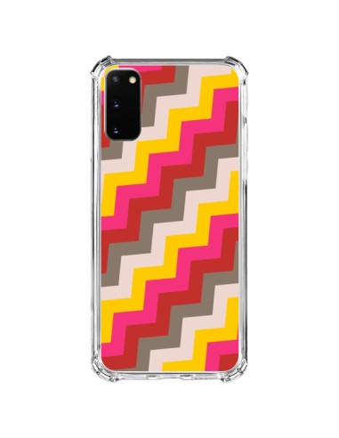 Coque Samsung Galaxy S20 FE Lignes Triangle Azteque Rose Rouge - Eleaxart
