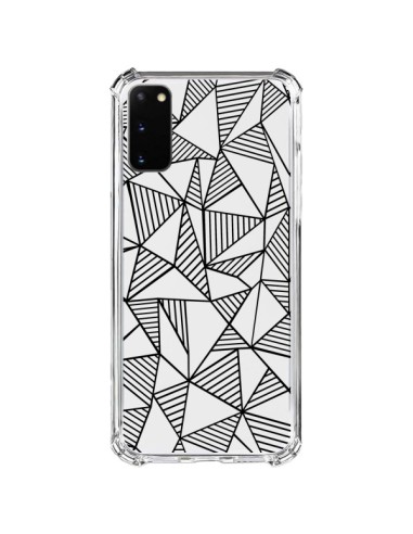 Coque Samsung Galaxy S20 FE Lignes Grilles Triangles Grid Abstract Noir Transparente - Project M