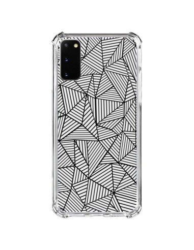 Coque Samsung Galaxy S20 FE Lignes Grilles Triangles Full Grid Abstract Noir Transparente - Project M