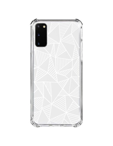 Coque Samsung Galaxy S20 FE Lignes Grilles Triangles Grid Abstract Blanc Transparente - Project M