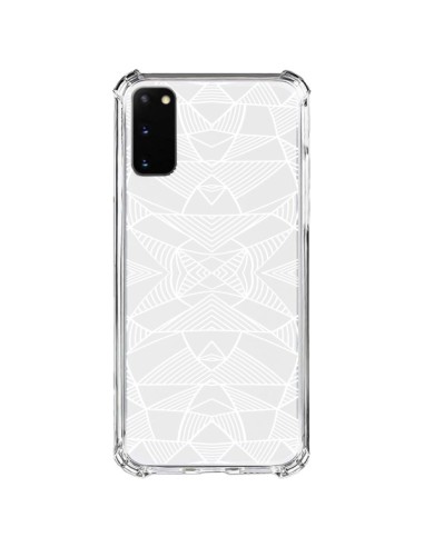 Coque Samsung Galaxy S20 FE Lignes Miroir Grilles Triangles Grid Abstract Blanc Transparente - Project M