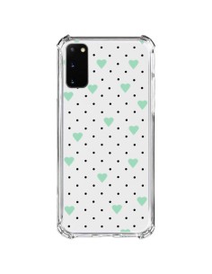 Cover Samsung Galaxy S20 FE Punti Cuori Verde Menta Trasparente - Project M
