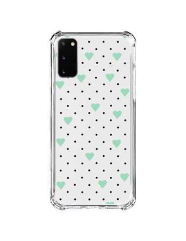 Coque Samsung Galaxy S20 FE Point Coeur Mint Bleu Vert Pin Point Heart Transparente - Project M