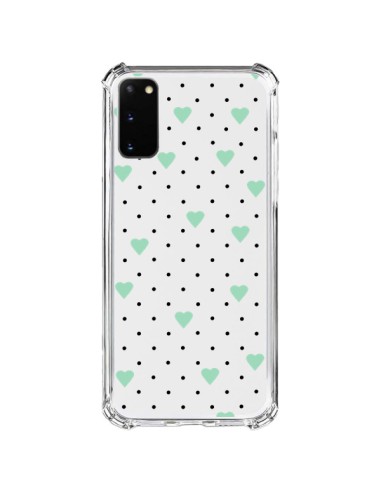 Samsung Galaxy S20 FE Case Points Hearts Green Mint Clear - Project M