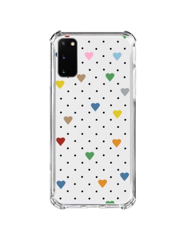 Cover Samsung Galaxy S20 FE Punti Cuori Colorato Trasparente - Project M