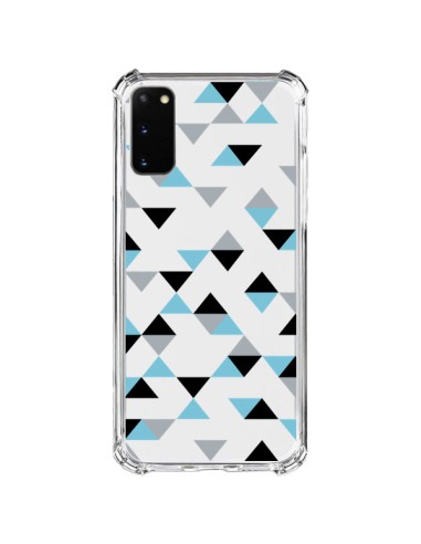 Coque Samsung Galaxy S20 FE Triangles Ice Blue Bleu Noir Transparente - Project M